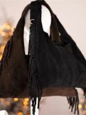 ISADORA Brown Suede Fringe Hobo Bag